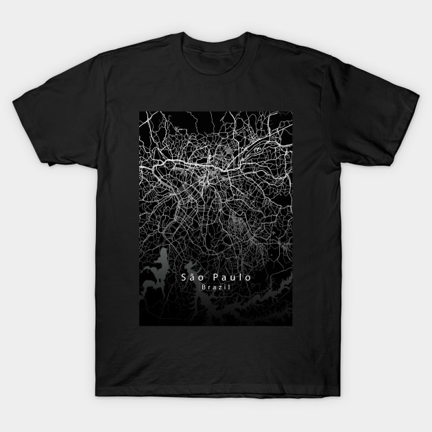 Sao Paulo Brazil City Map dark T-Shirt by Robin-Niemczyk